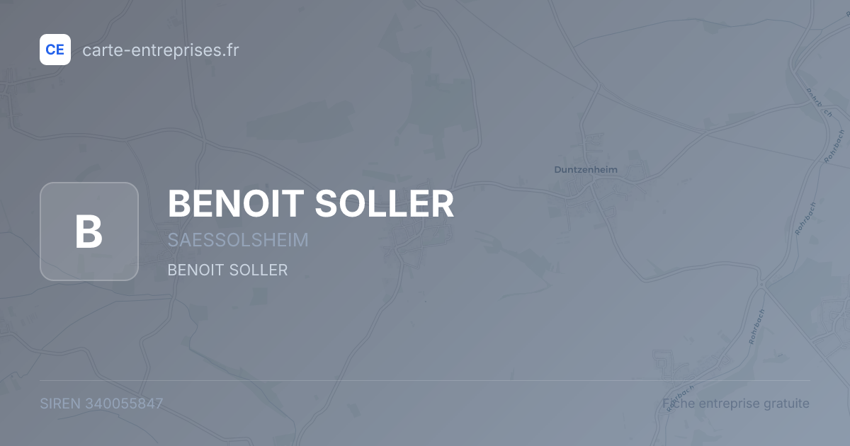 BENOIT SOLLER — 340055847 — fiche entreprise