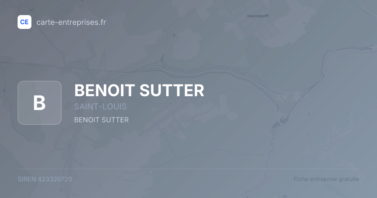 BENOIT SUTTER — 423320720 — fiche entreprise