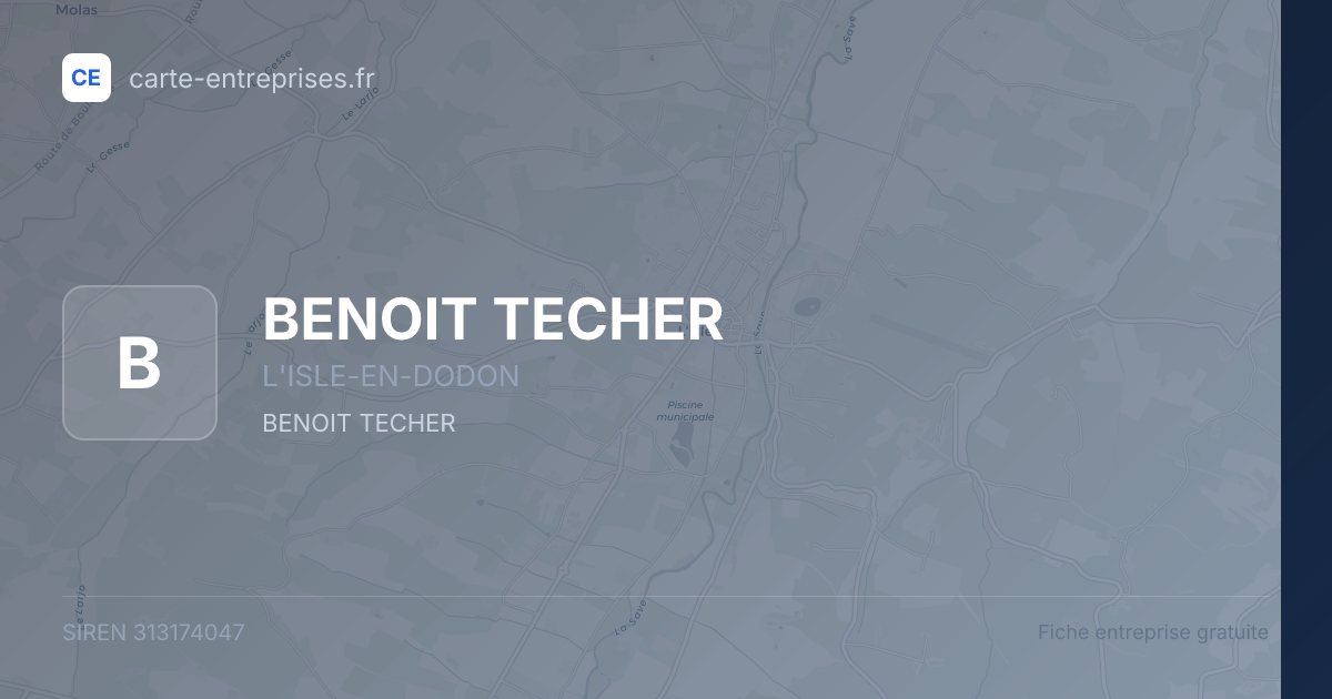 BENOIT TECHER — 313174047 — fiche entreprise