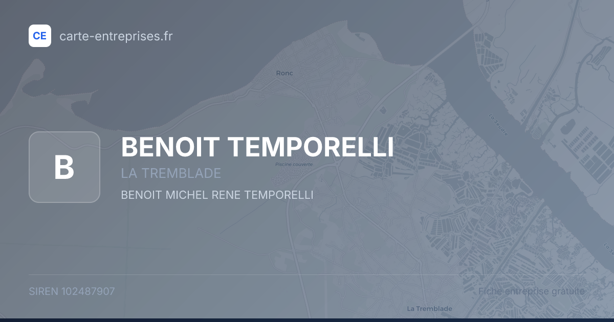 BENOIT TEMPORELLI — 102487907 — fiche entreprise