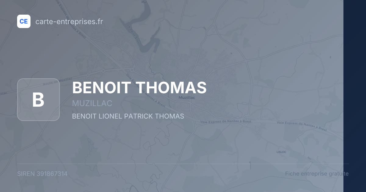 BENOIT THOMAS — 391867314 — fiche entreprise