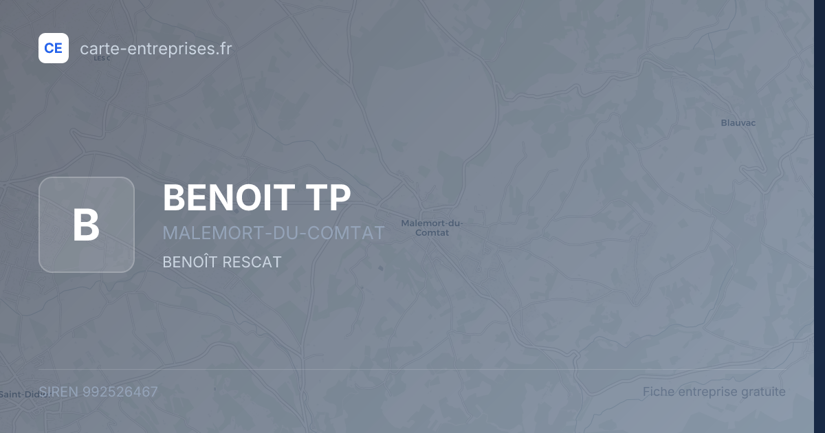 BENOIT TP — 992526467 — fiche entreprise