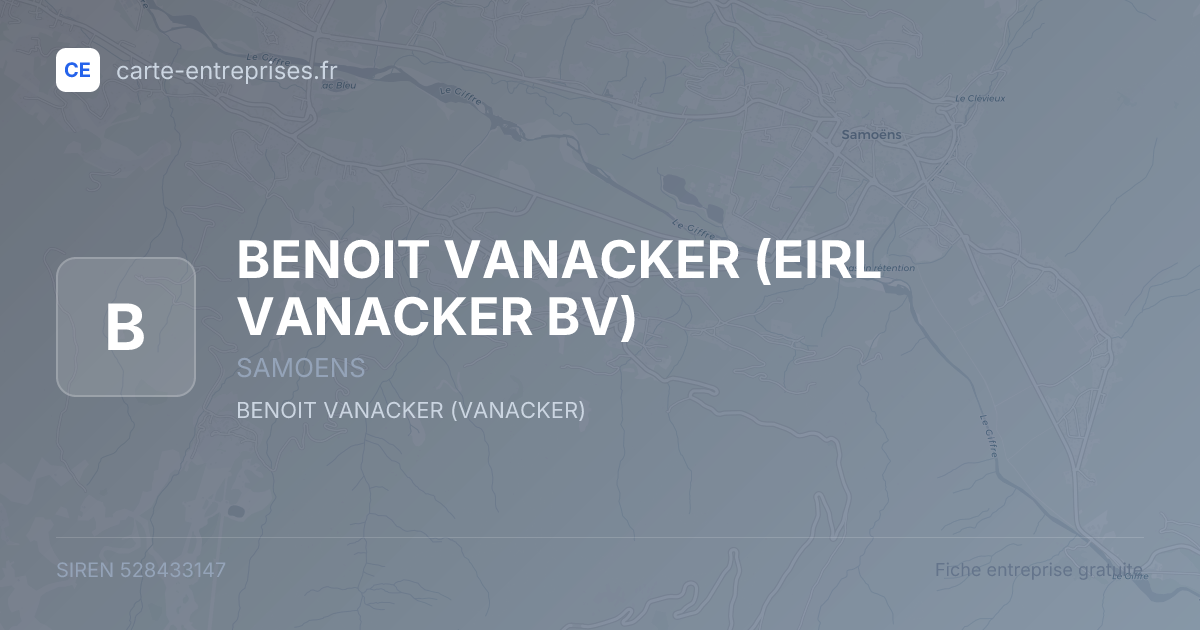 BENOIT VANACKER (EIRL VANACKER BV) — 528433147 — fiche entreprise