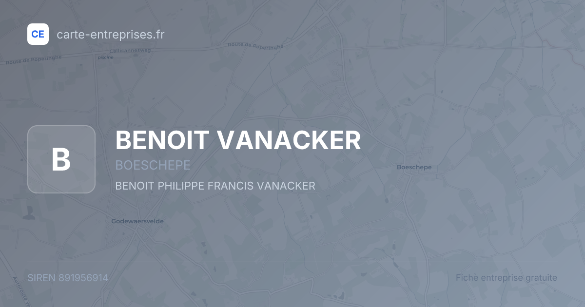 BENOIT VANACKER — 891956914 — fiche entreprise