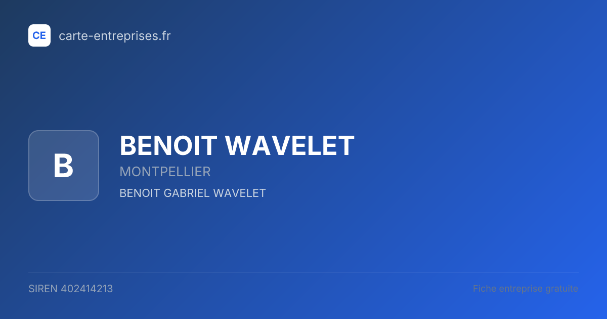 BENOIT WAVELET — 402414213 — fiche entreprise