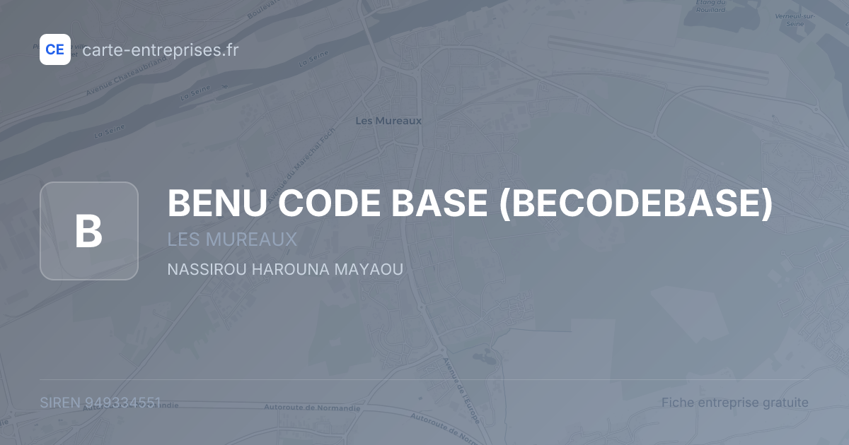BENU CODE BASE (BECODEBASE) — 949334551 — fiche entreprise