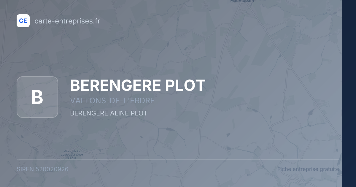 BERENGERE PLOT — 520020926 — fiche entreprise