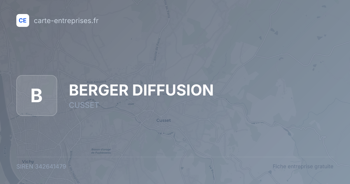 BERGER DIFFUSION — 342641479 — fiche entreprise