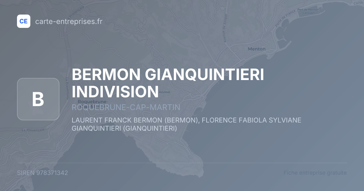 BERMON GIANQUINTIERI INDIVISION — 978371342 — fiche entreprise
