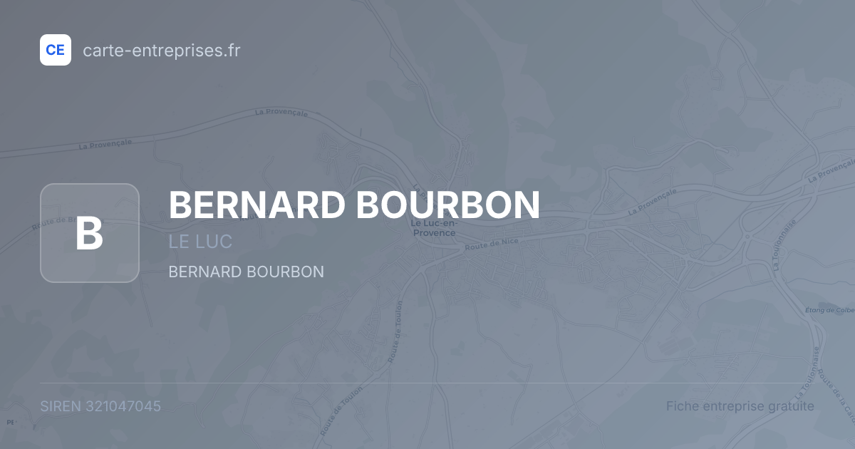 BERNARD BOURBON — 321047045 — fiche entreprise