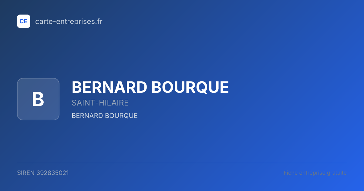 BERNARD BOURQUE — 392835021 — fiche entreprise
