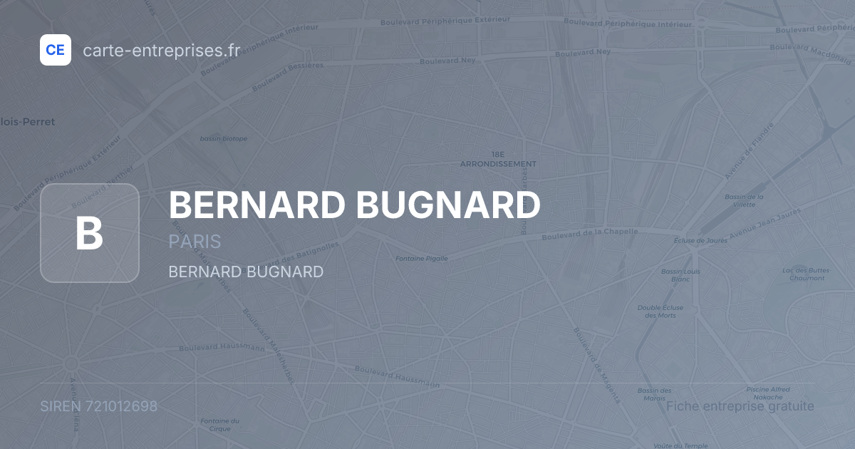 BERNARD BUGNARD — 721012698 — fiche entreprise