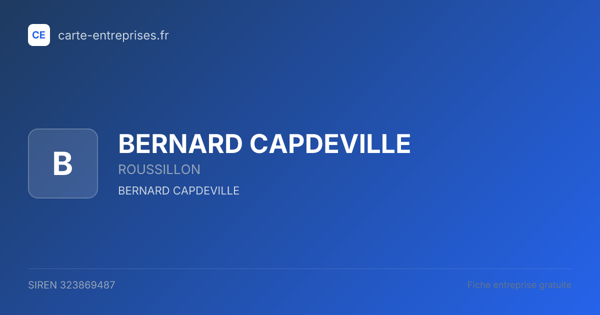BERNARD CAPDEVILLE — 323869487 — fiche entreprise