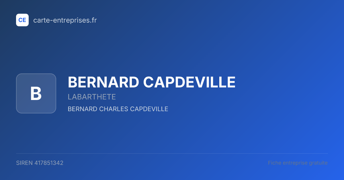 BERNARD CAPDEVILLE — 417851342 — fiche entreprise