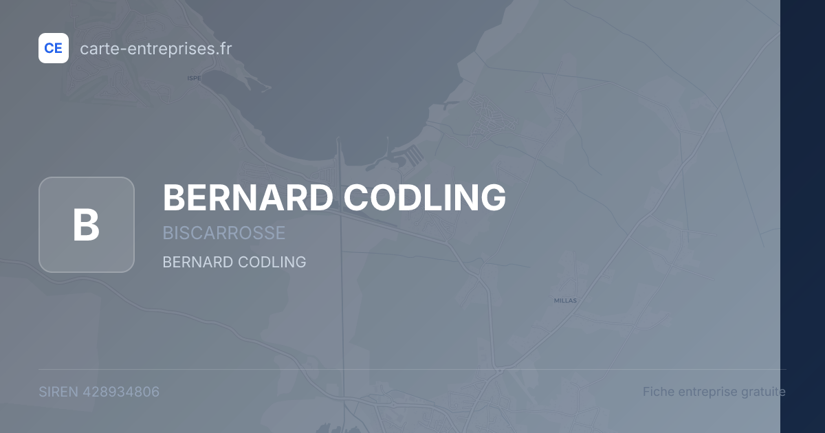 BERNARD CODLING — 428934806 — fiche entreprise