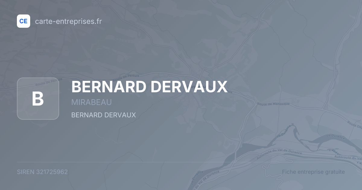 BERNARD DERVAUX — 321725962 — fiche entreprise