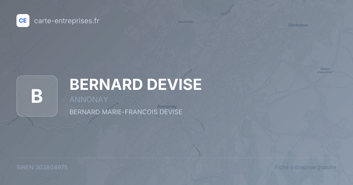 BERNARD DEVISE — 303804975 — fiche entreprise