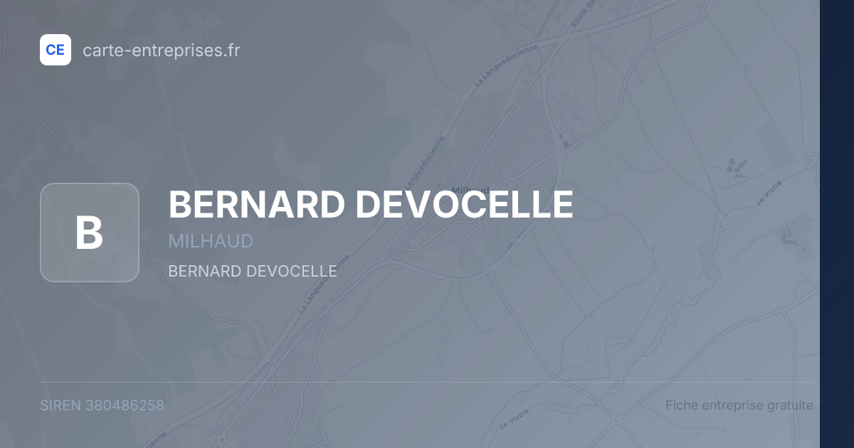 BERNARD DEVOCELLE — 380486258 — fiche entreprise