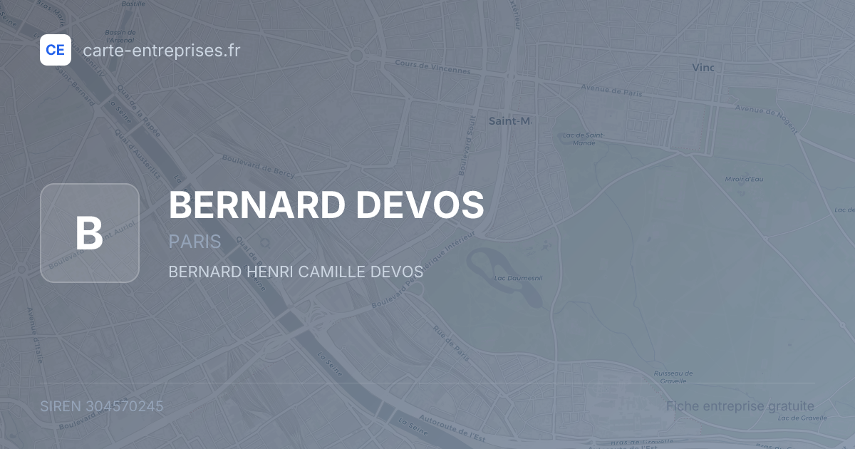 BERNARD DEVOS — 304570245 — fiche entreprise