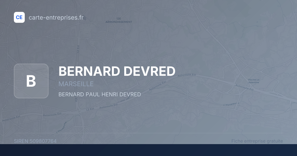 BERNARD DEVRED — 509807764 — fiche entreprise