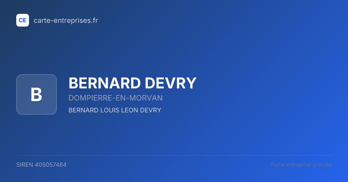 BERNARD DEVRY — 405057464 — fiche entreprise