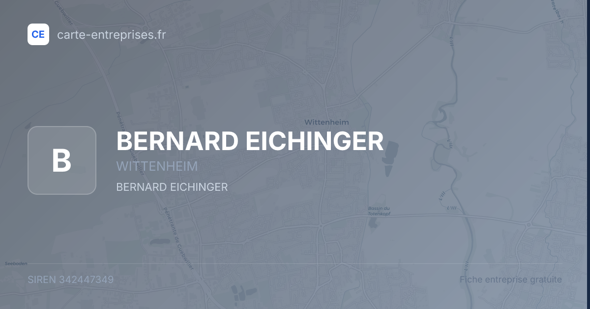 BERNARD EICHINGER — 342447349 — fiche entreprise