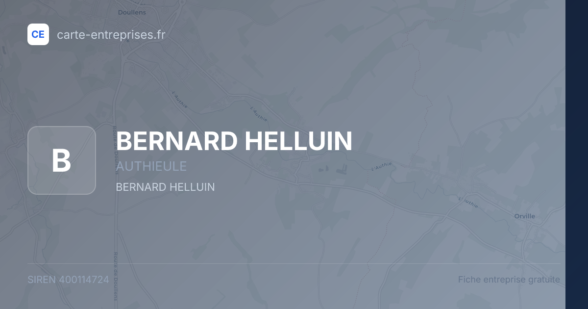 BERNARD HELLUIN — 400114724 — fiche entreprise