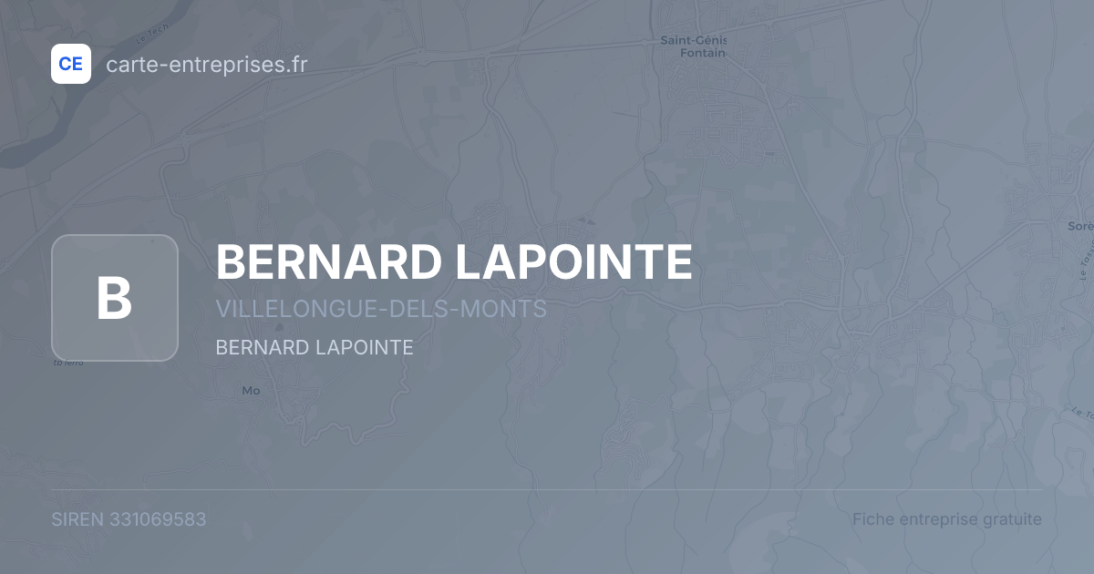 BERNARD LAPOINTE — 331069583 — fiche entreprise