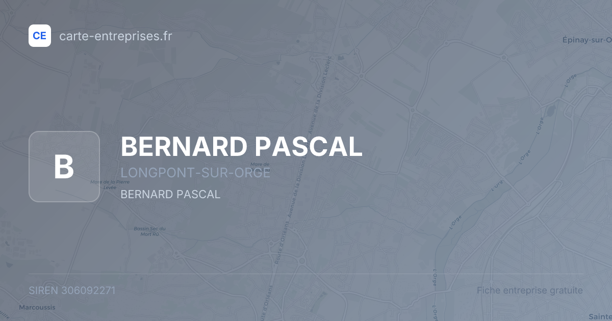 BERNARD PASCAL — 306092271 — fiche entreprise