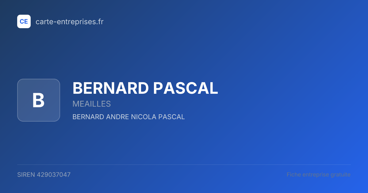 BERNARD PASCAL — 429037047 — fiche entreprise