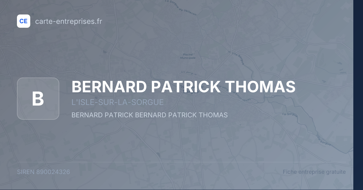BERNARD PATRICK THOMAS — 890024326 — fiche entreprise