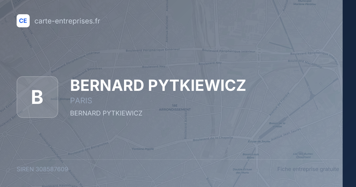 BERNARD PYTKIEWICZ — 308587609 — fiche entreprise