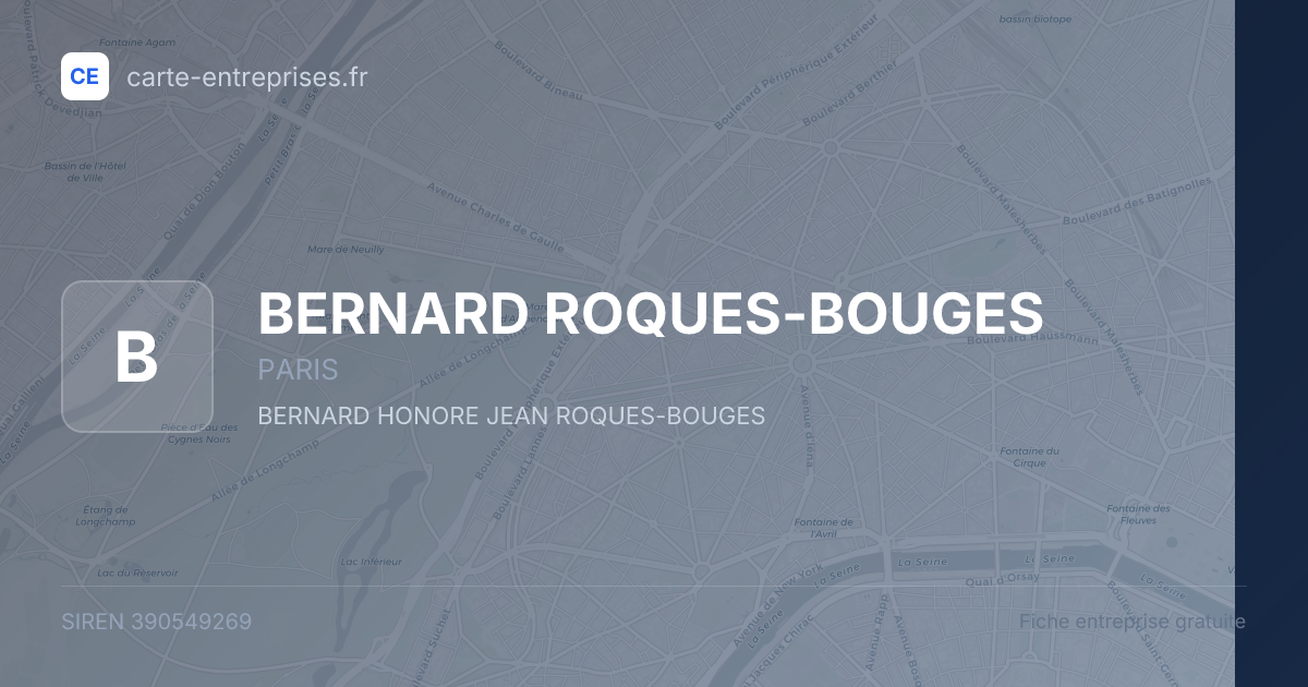 BERNARD ROQUES-BOUGES — 390549269 — fiche entreprise