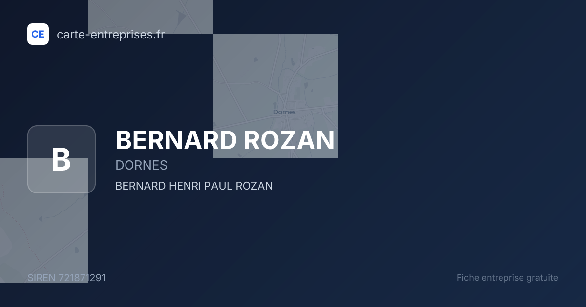 BERNARD ROZAN — 721871291 — fiche entreprise