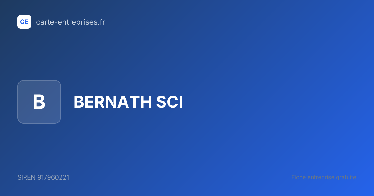 BERNATH SCI — 917960221 — fiche entreprise