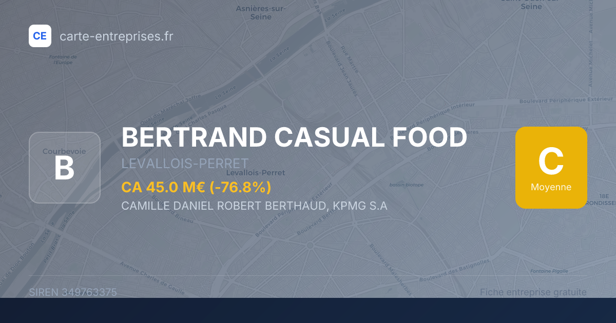 BERTRAND CASUAL FOOD — 349763375 — fiche entreprise