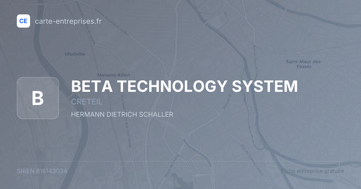 BETA TECHNOLOGY SYSTEM — 818143034 — fiche entreprise