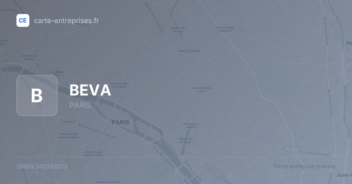 BEVA — 342353273 — fiche entreprise