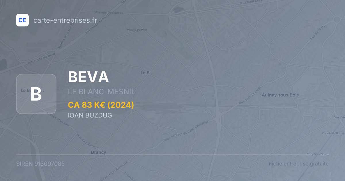 BEVA — 913097085 — fiche entreprise