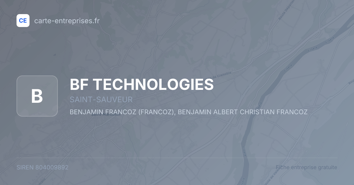 BF TECHNOLOGIES — 804009892 — fiche entreprise