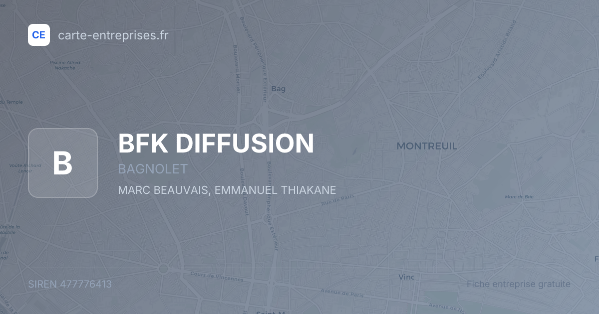 BFK DIFFUSION — 477776413 — fiche entreprise