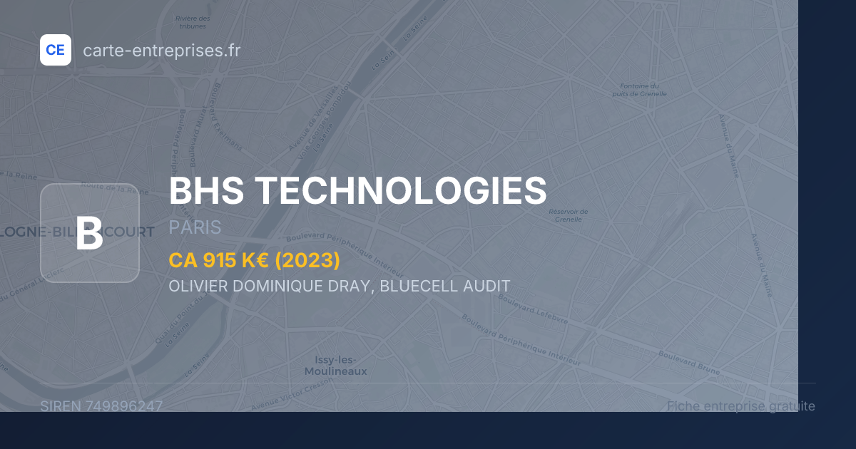 BHS TECHNOLOGIES — 749896247 — fiche entreprise