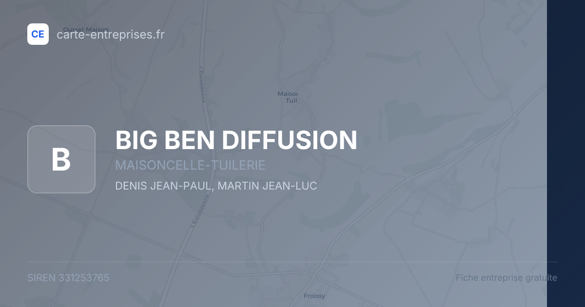 BIG BEN DIFFUSION — 331253765 — fiche entreprise