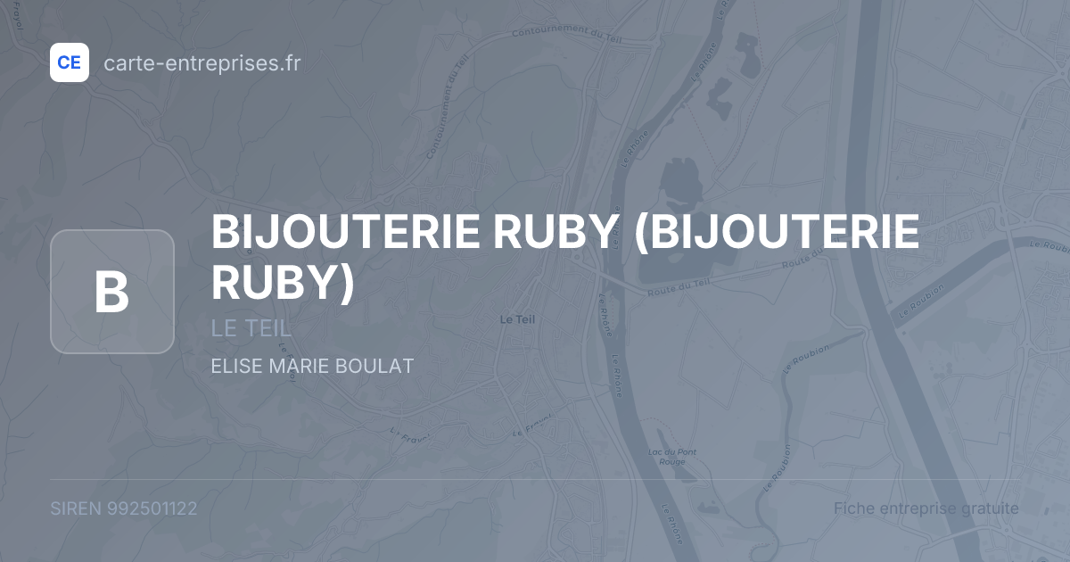 BIJOUTERIE RUBY — 992501122 — fiche entreprise