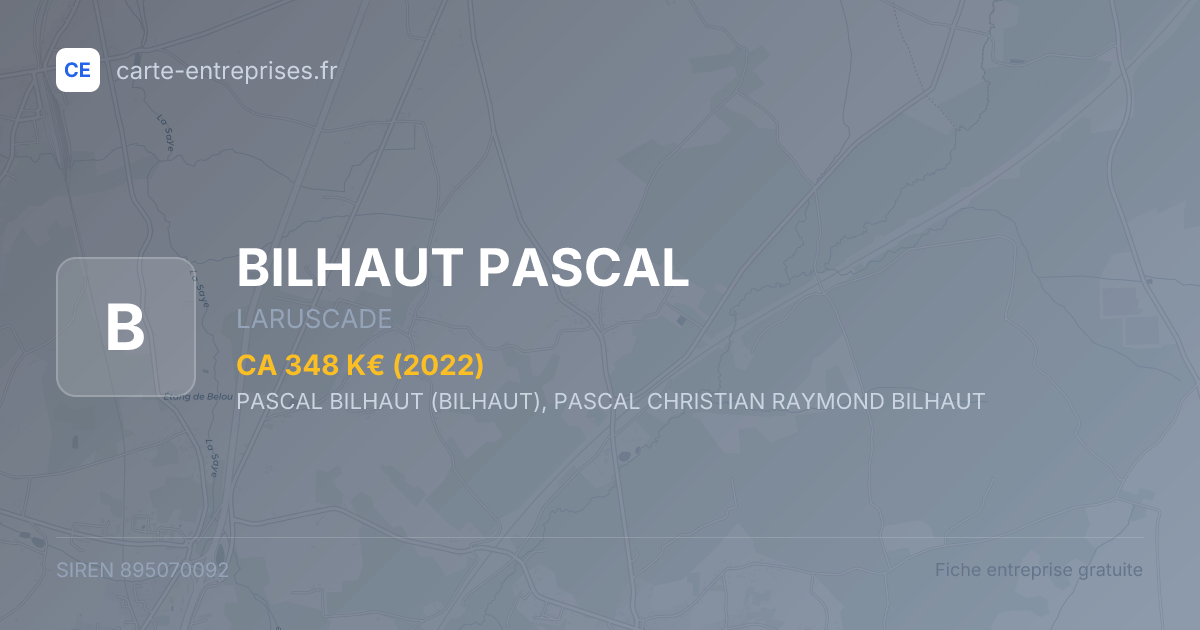 BILHAUT PASCAL — 895070092 — fiche entreprise
