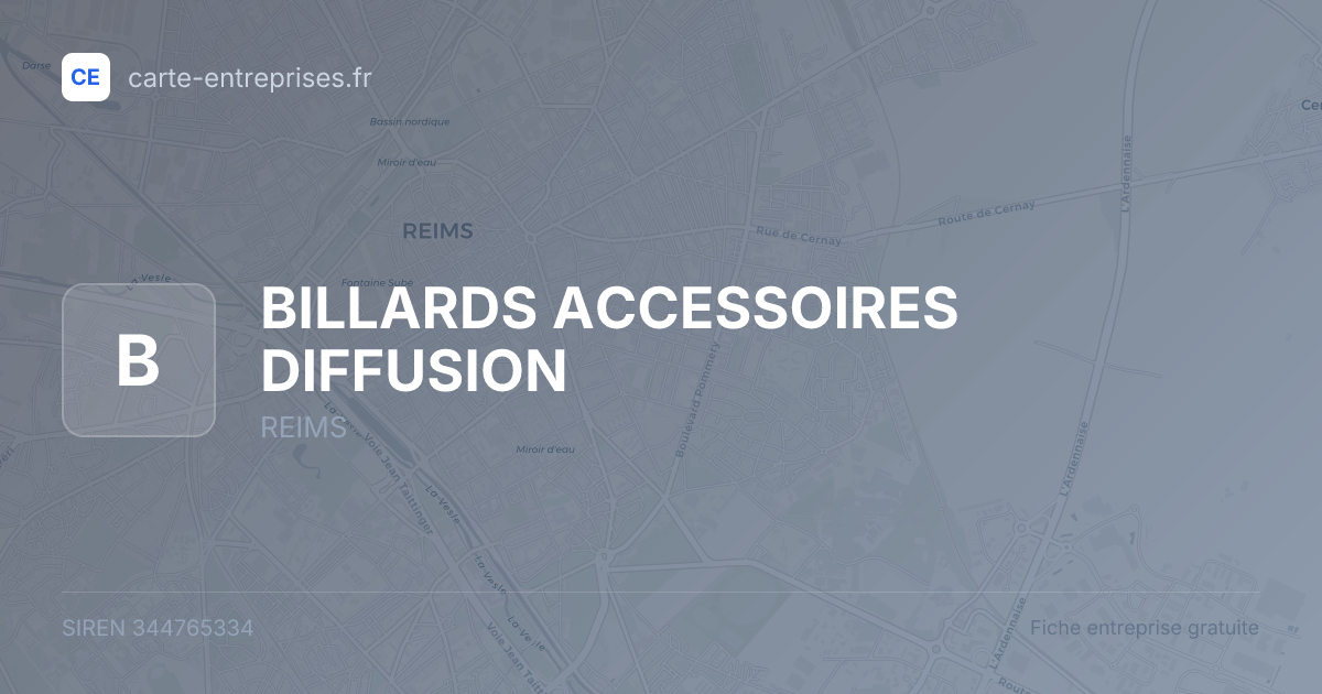 BILLARDS ACCESSOIRES DIFFUSION — 344765334 — fiche entreprise