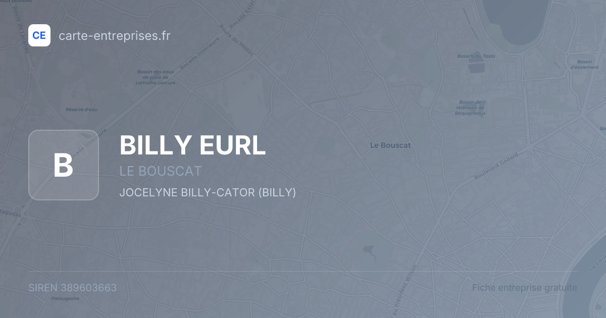 BILLY EURL — 389603663 — fiche entreprise