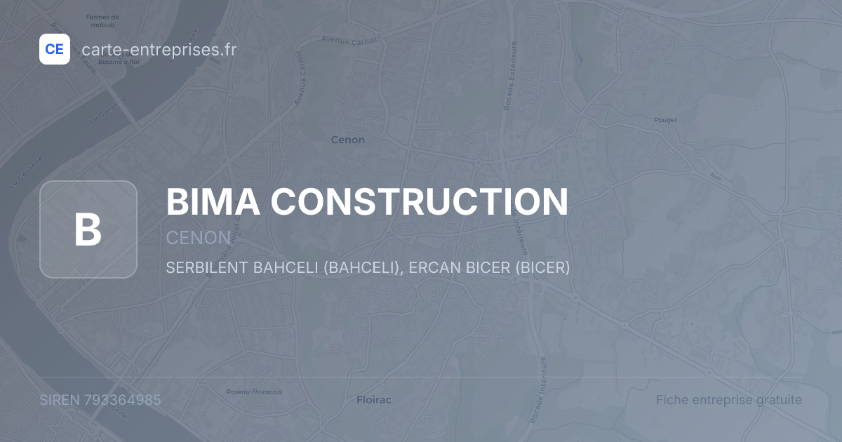 BIMA CONSTRUCTION — 793364985 — fiche entreprise