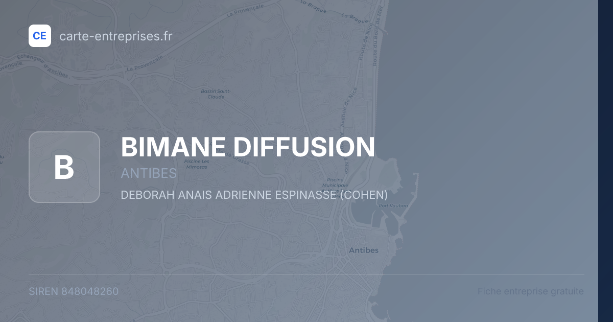 BIMANE DIFFUSION — 848048260 — fiche entreprise