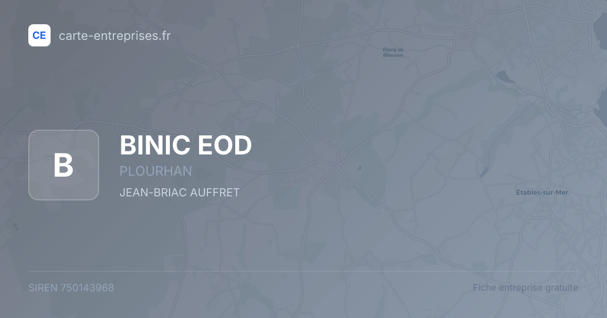 BINIC EOD — 750143968 — fiche entreprise
